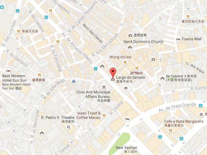 지도의 세나도 광장 마카오